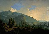 An Italian Landscape with Mountains and a River by Joseph Wright of Derby